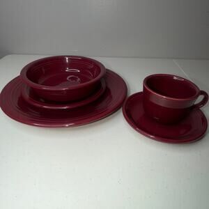 Fiestaware Cinnabar 5 Piece Place Setting Homer Laughlin Dinner Plate Set